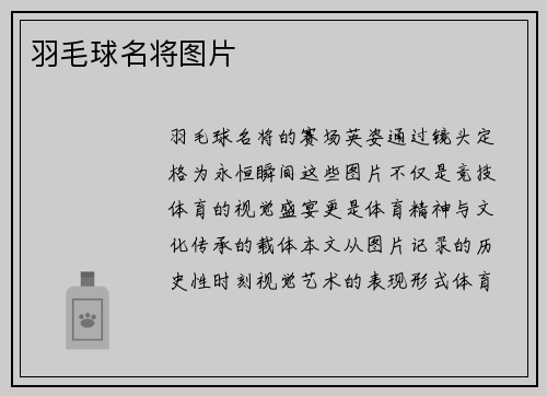羽毛球名将图片
